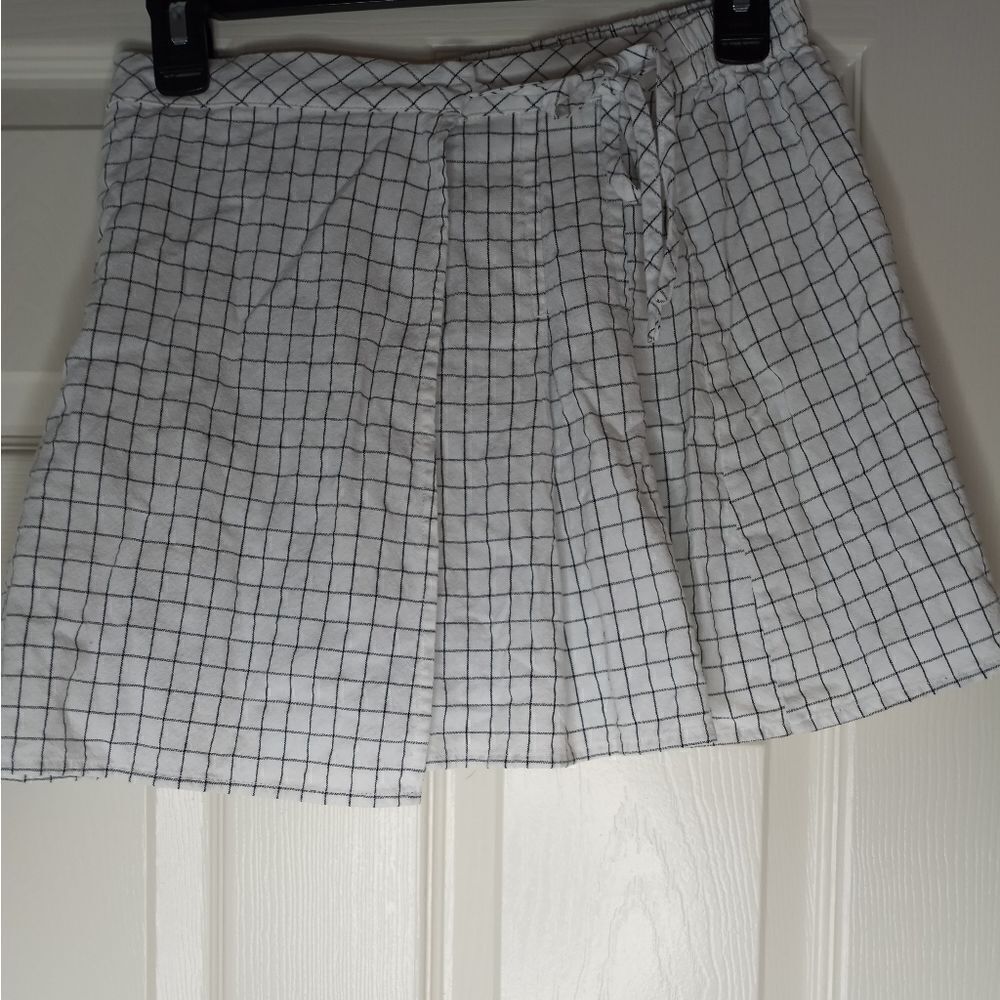 Promesa S WhiteBlackPlaid Half Elastic Waist CottonBlend Wrap Women's SkortShort